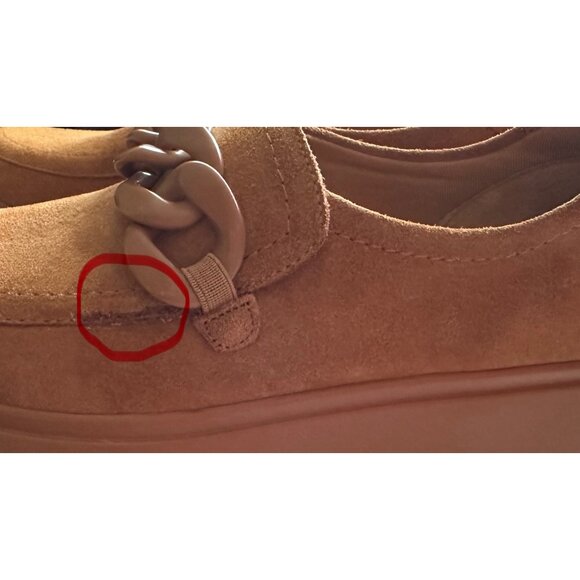 Naked Feet Princeton Platform Sneakers Tan Chain Loafers Suede Slip-On Size 8.5 - Picture 11 of 12